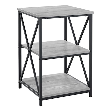 Monarch Specialties Accent Table - 26"H / Grey / Black Metal I 3596
